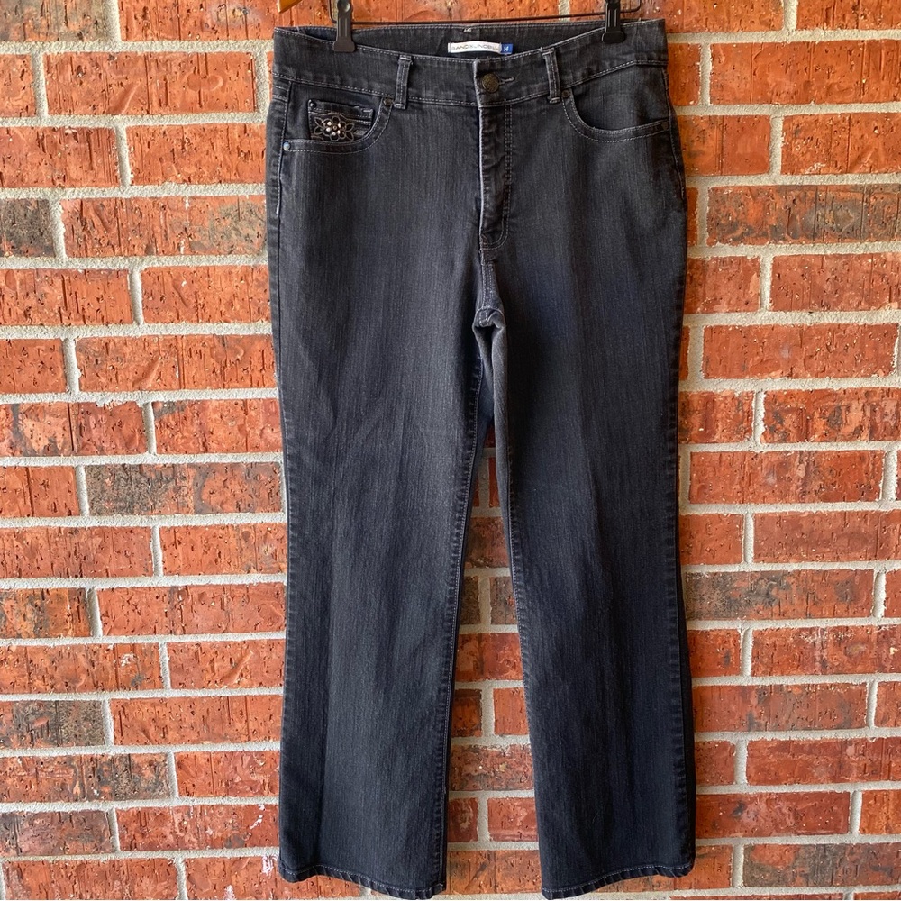 Bandolindblu Sz 14 Black Denim Bootcut Jeans Embellished Pockets